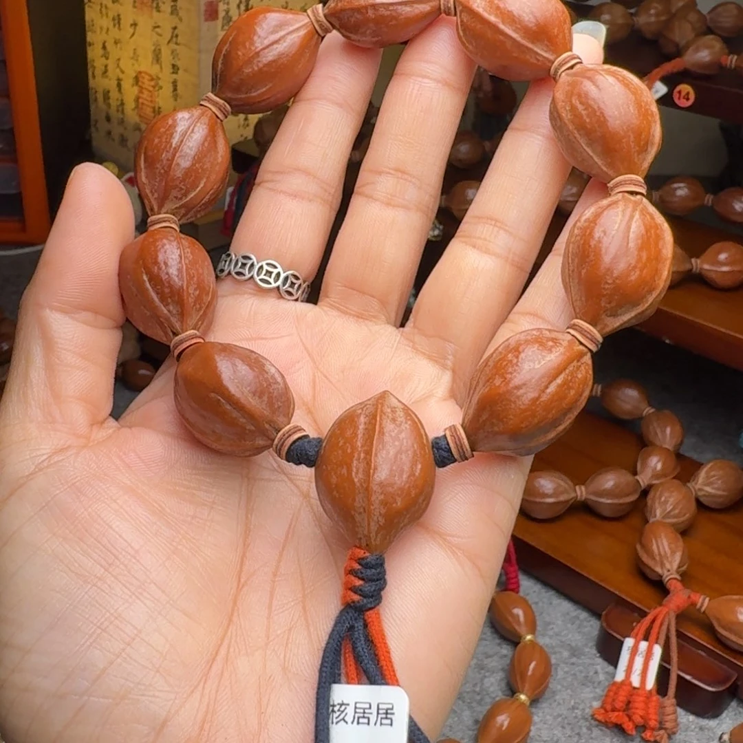 橄榄核手串19/27带三通 老核 原皮 梅林铁核