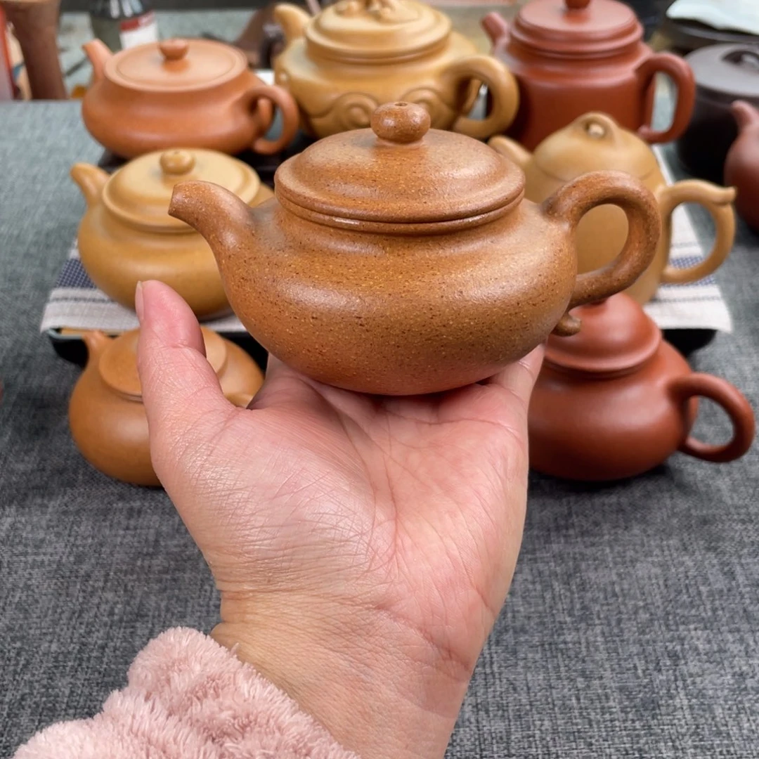 紫砂茶壶黄降坡仿古全手30目200