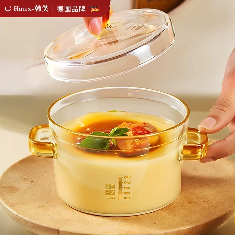 蒸鸡蛋羹专用碗玻璃带盖耐高温炖盅宝宝婴儿辅食蒸蛋神器食品级