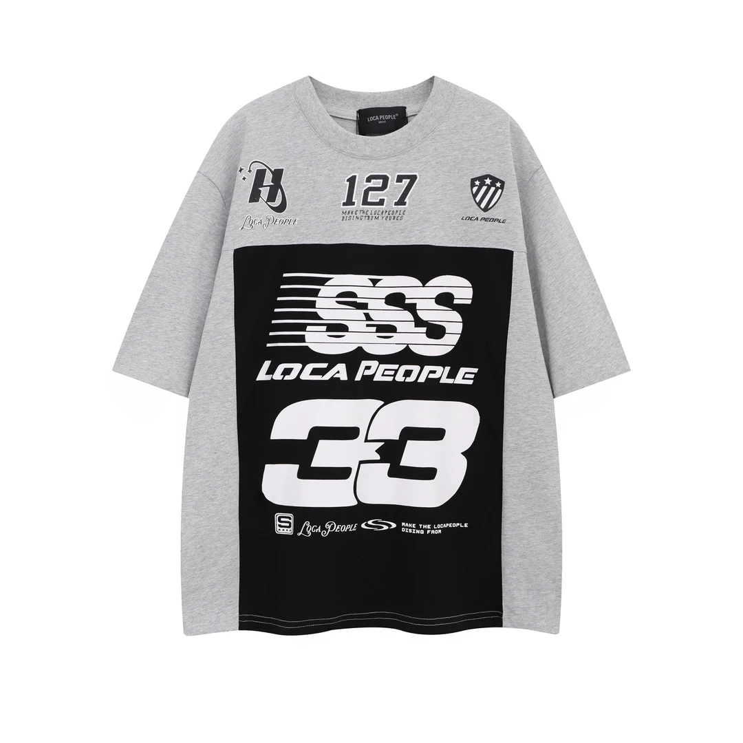 夏季字母半袖纯棉T恤设计师撞色款百搭短袖上衣印花圆领T恤