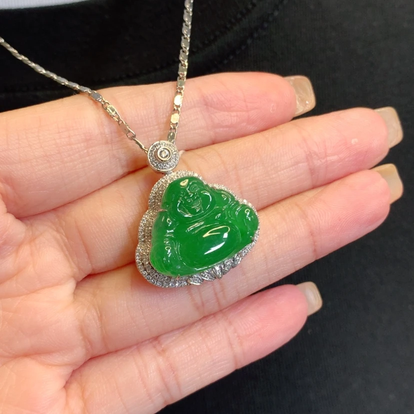 【闪购商品】翡翠18K金镶嵌吊坠(赠链)佛公