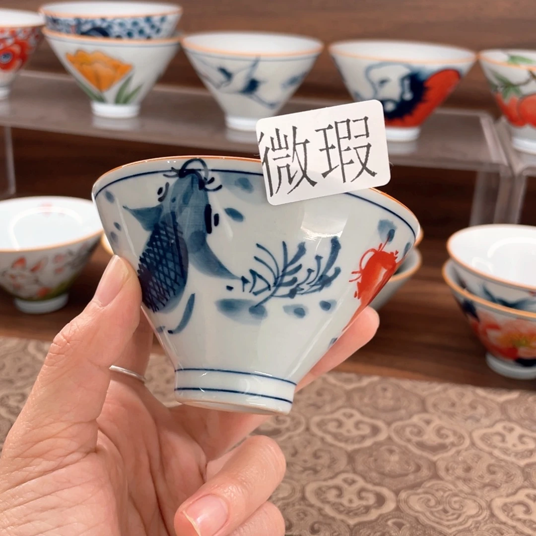 釉下彩纯手绘有瑕