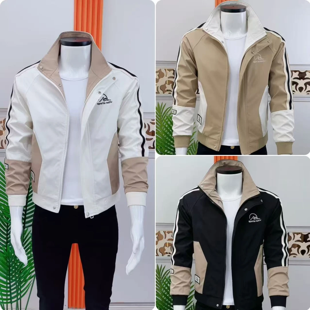 2025秋季爆款时尚轻奢拼色时尚立领夹克气质休闲百搭帅气男士外套