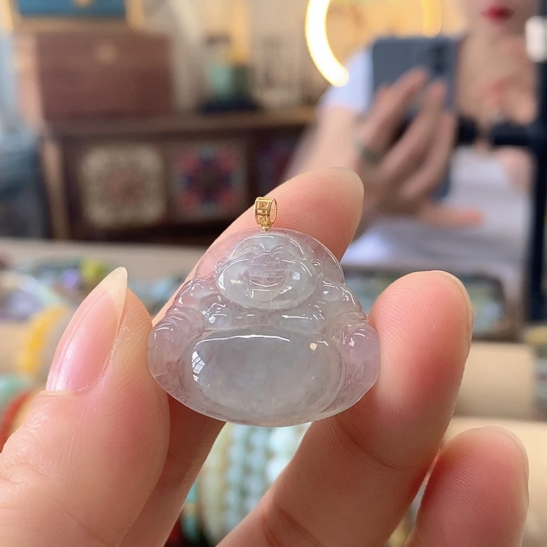 翡翠18K金镶嵌挂件翡翠挂件