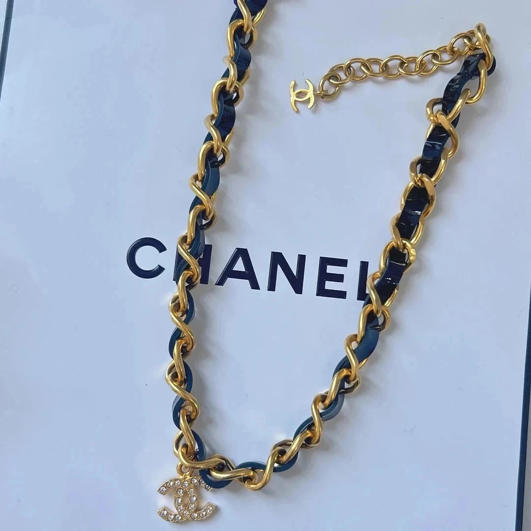 95新 Chanel/香奈儿 Chanel vintage香奈儿中古皮穿项链