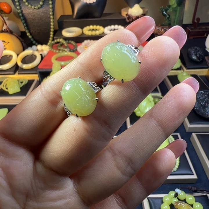 和田玉（黄玉）银S925镶嵌颈饰