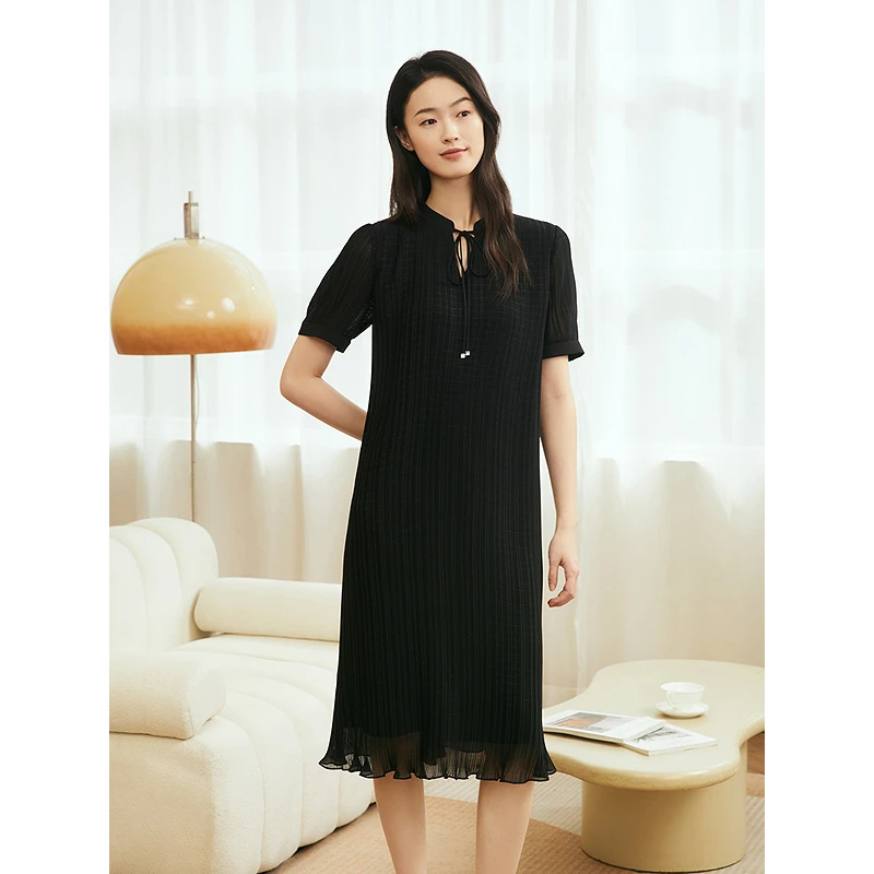 YINER音儿专柜女装2025夏季新款收褶藏肉显瘦连衣裙8C65205466