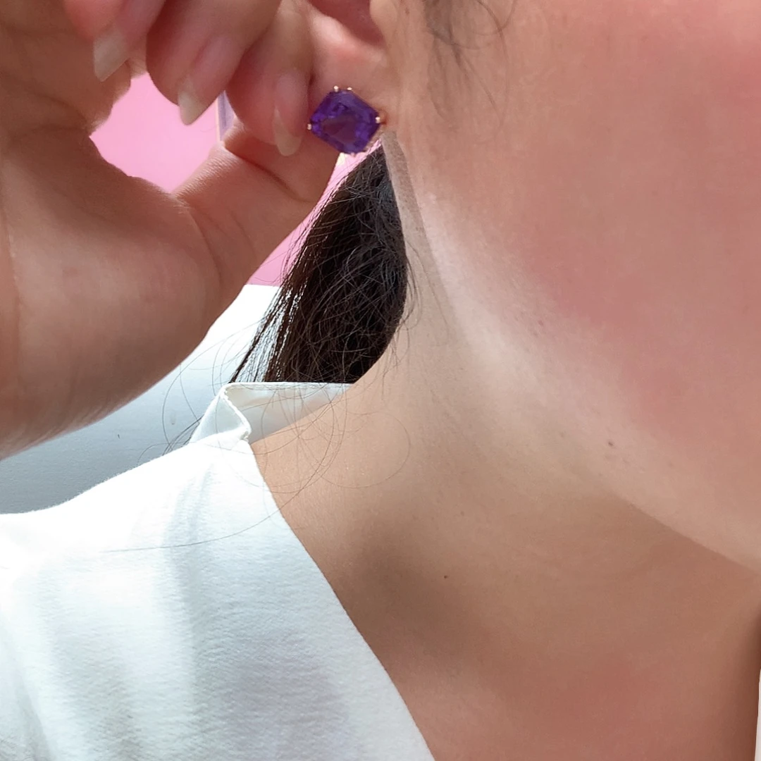 夏***茉紫晶耳饰18K金镶嵌L 精品