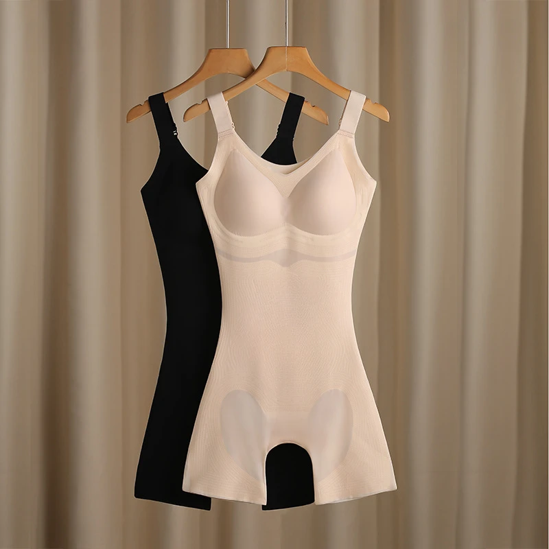 连体塑身衣文胸一体式夏季后脱式美体塑形收腹束腰提臀平角束身衣