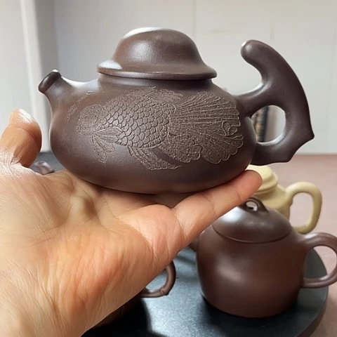 茶壶紫砂老紫泥，260 c c，鸿运当头