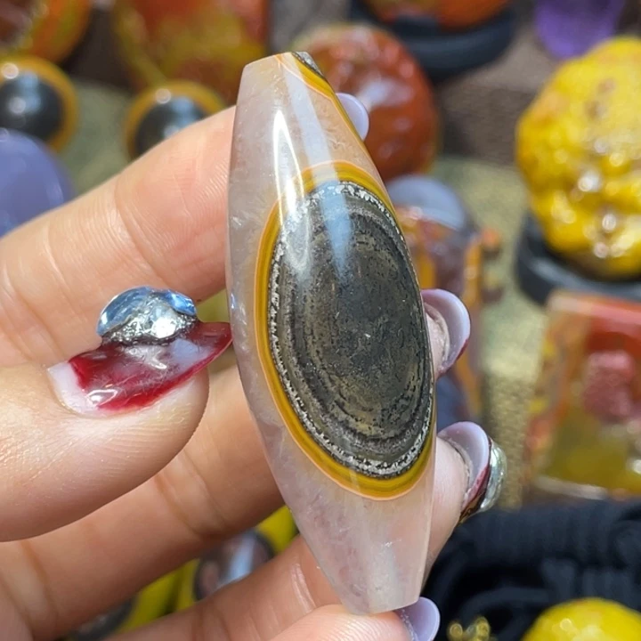 玛瑙/玉髓足银镶嵌珠宝奇石品质天眼天珠2888