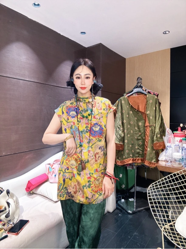 5270《凤凰传奇带袖》重工国服提花新中式百搭宽松时尚