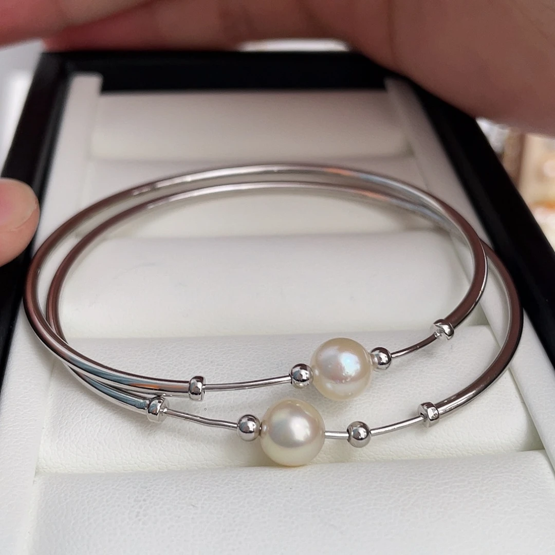 银S925镶嵌手镯海水珍珠