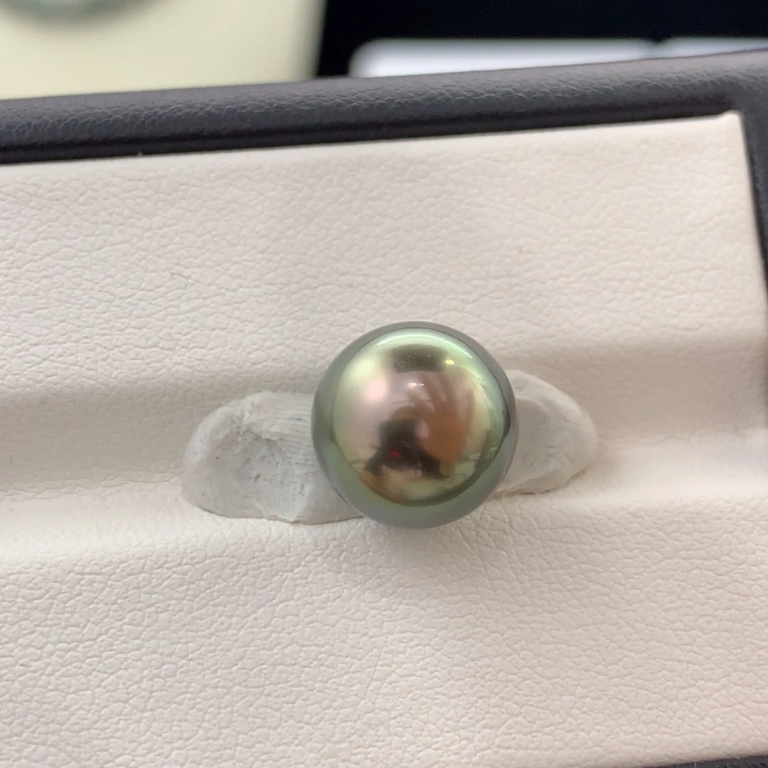 未镶嵌裸珠定制海水珍珠11+孔雀绿极光婴儿肌基本无暇