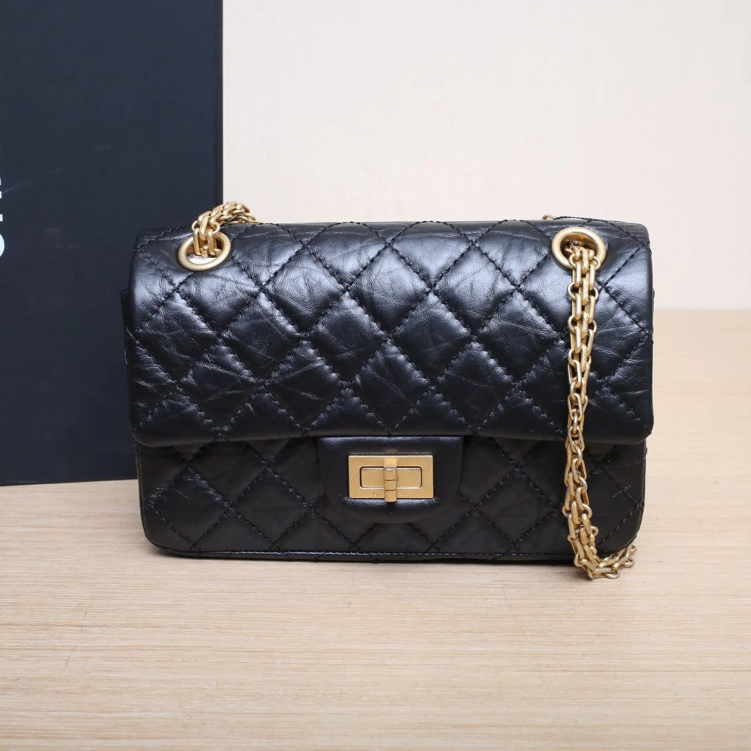 99新 Chanel/香奈儿 【念念特价】2.55 口盖包 迷你 20cm 黑色 30开