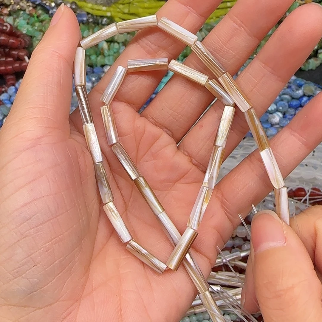 玛瑙/玉髓合金珠宝半成品贝壳管珠4-12mm一条