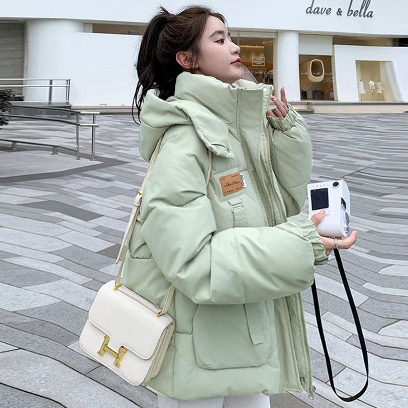 棉服女冬2024新款加厚连帽外套oversize面包服宽松棉衣【R】ny