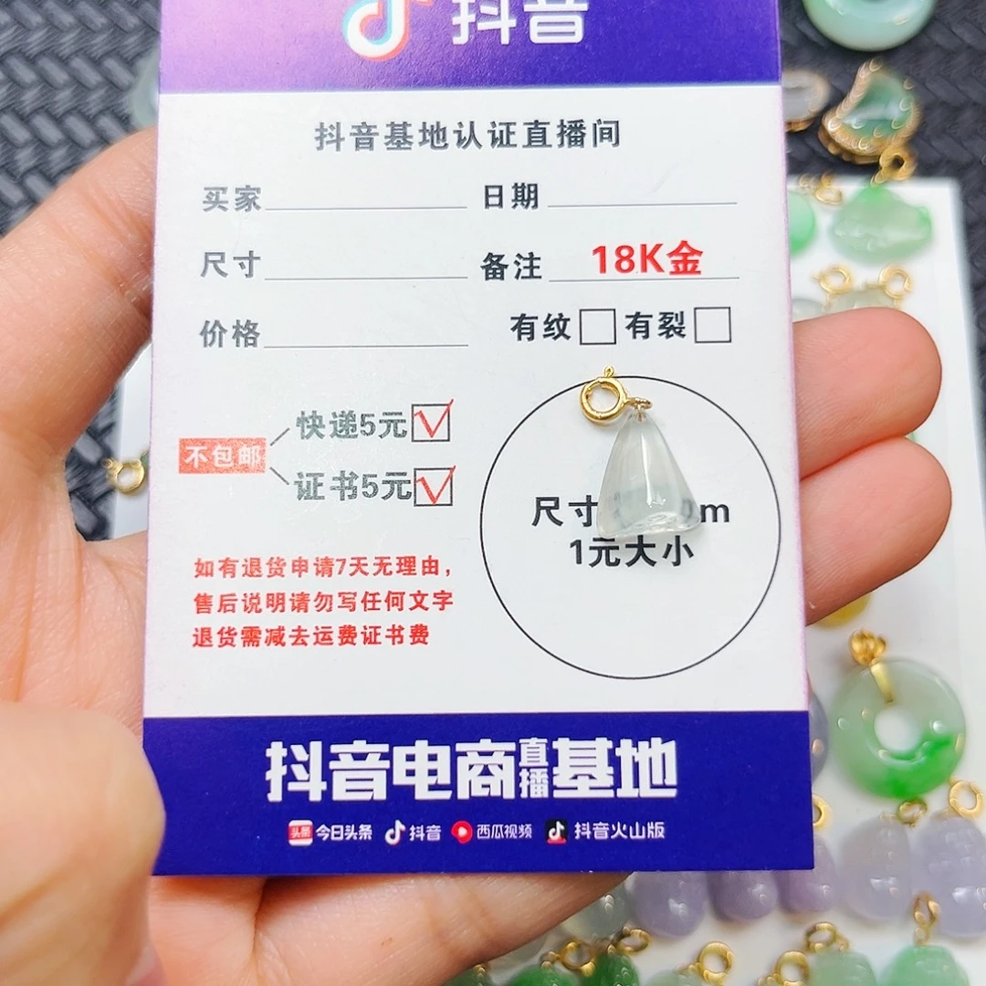 知***许翡翠18K金镶嵌颈饰