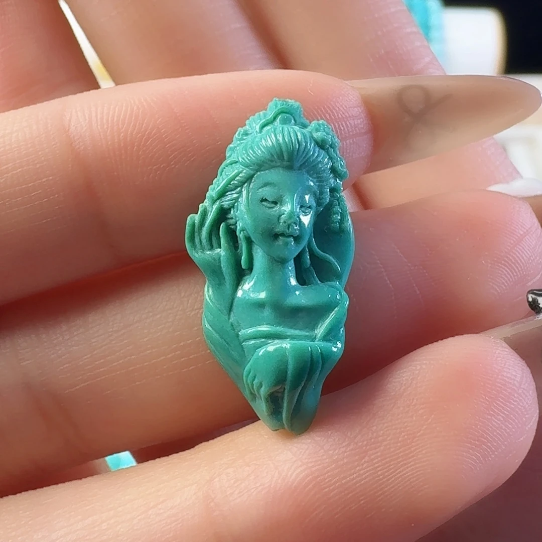 绿松石未镶嵌吊坠(不含链)美人