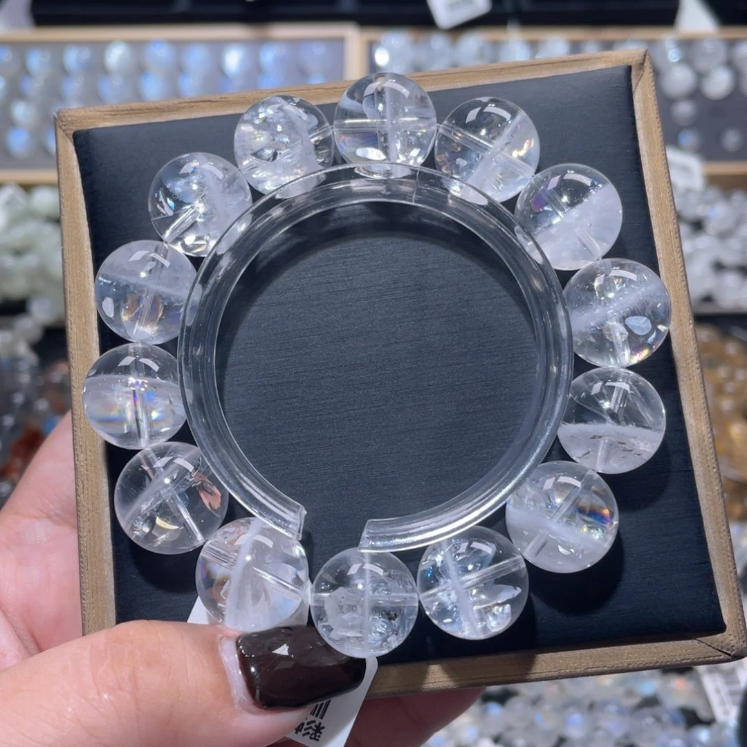 未镶嵌手链水晶半盆彩虹白幽灵手链15mm