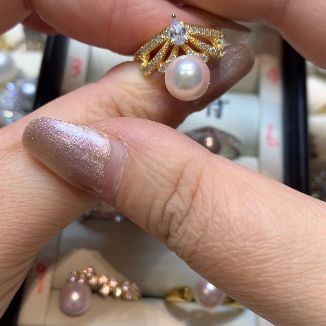 海水珍珠戒指银S925镶嵌