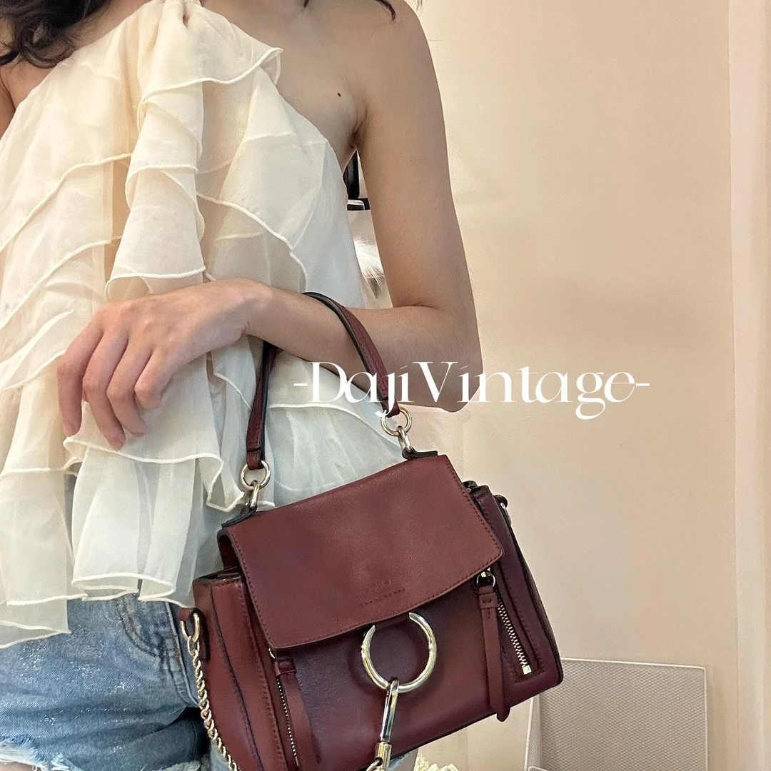 95新 Chloe/蔻依 大吉中古ff/Chloe蔻依圆环Faye day小号斜挎包