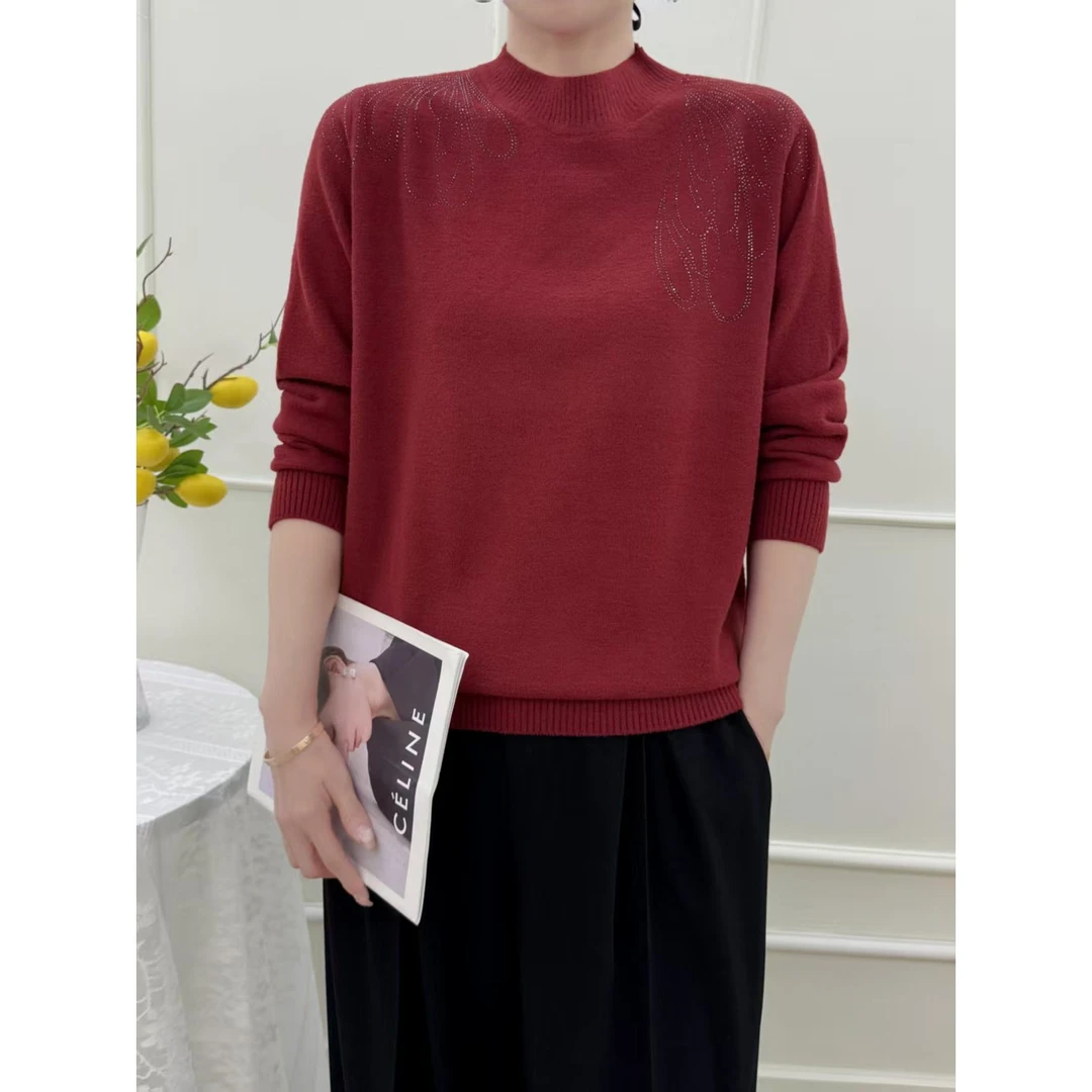 女士洋气加绒烫钻毛衣 6221-3款