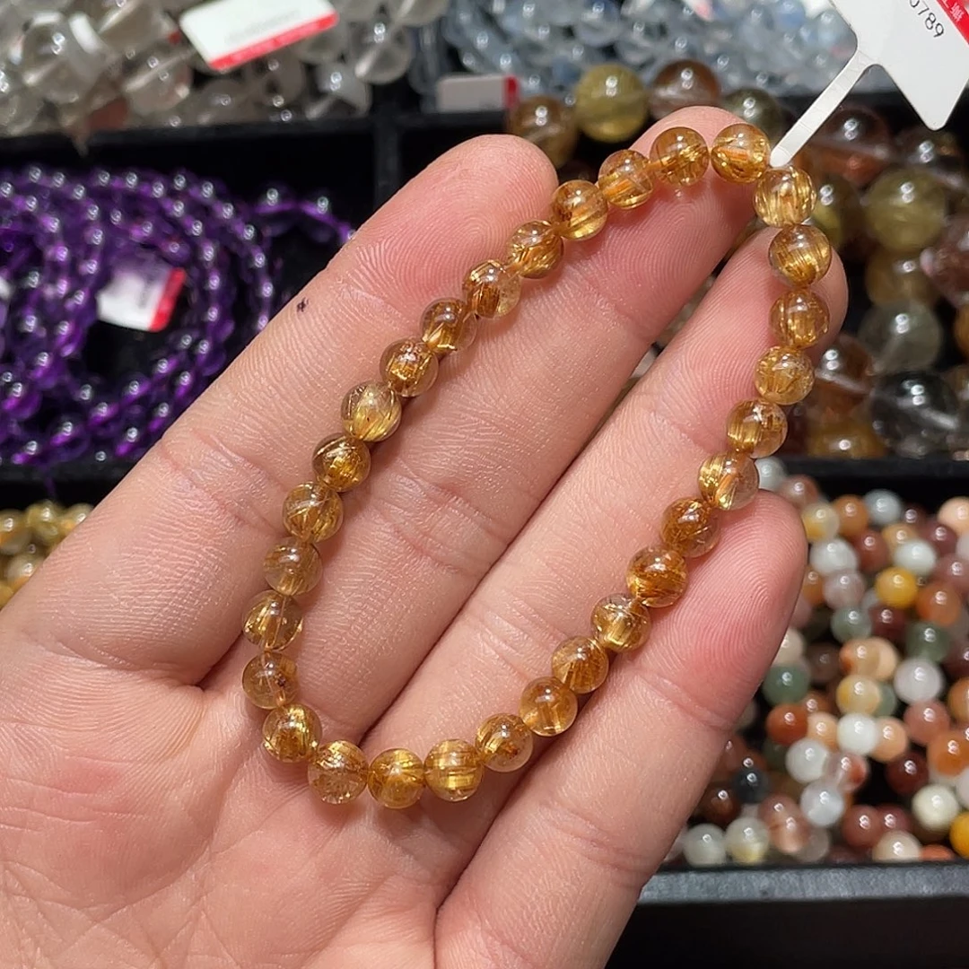 水晶未镶嵌手链板钛金发晶6.4