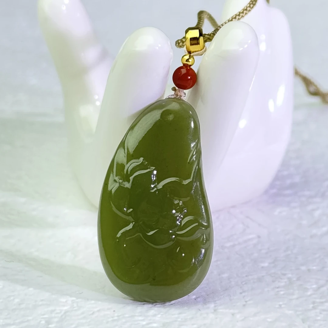 【然然家】 天然新疆和田玉若羌黄口花开富贵随形吊坠