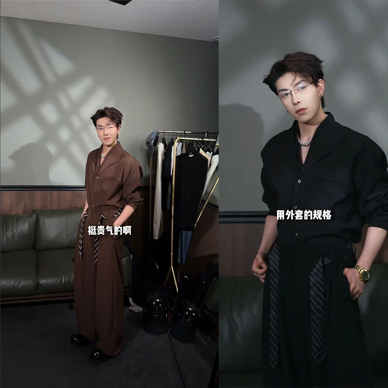 龙刀刀秋季新品通用双领设计感衬衫套装复古高级感休闲衬衣西裤