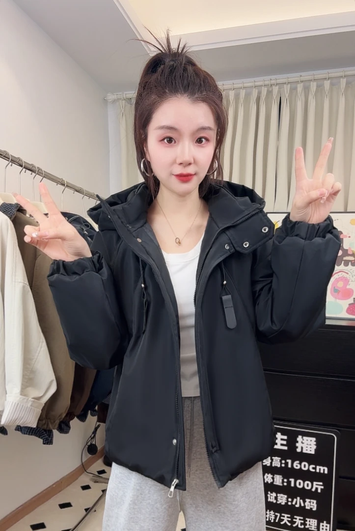 2025款棉服女短款加厚一体棉小个子韩版宽松连帽冲锋衣时尚外套