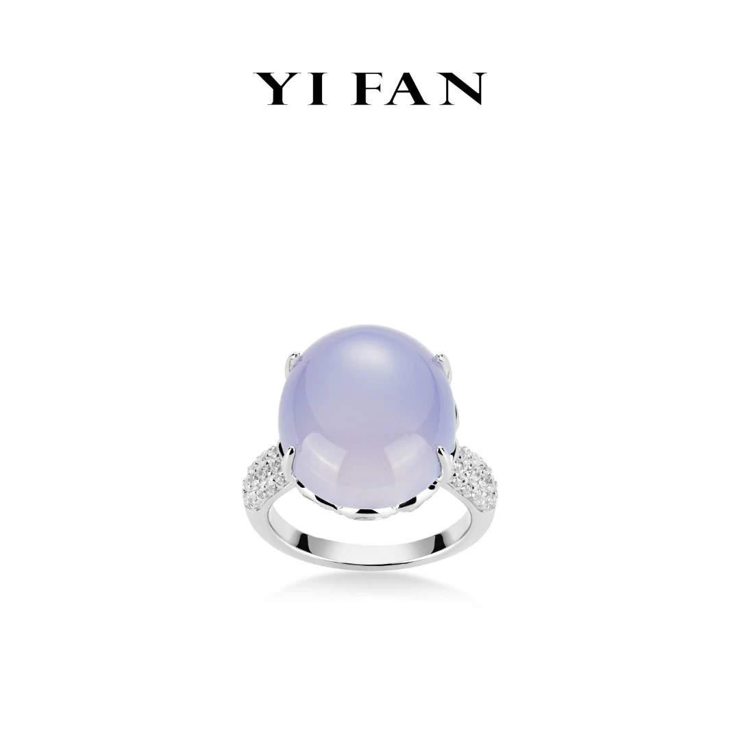 925银合成锆石戒指 1491-冰蓝紫鸽子蛋镶嵌精致蛋面戒指