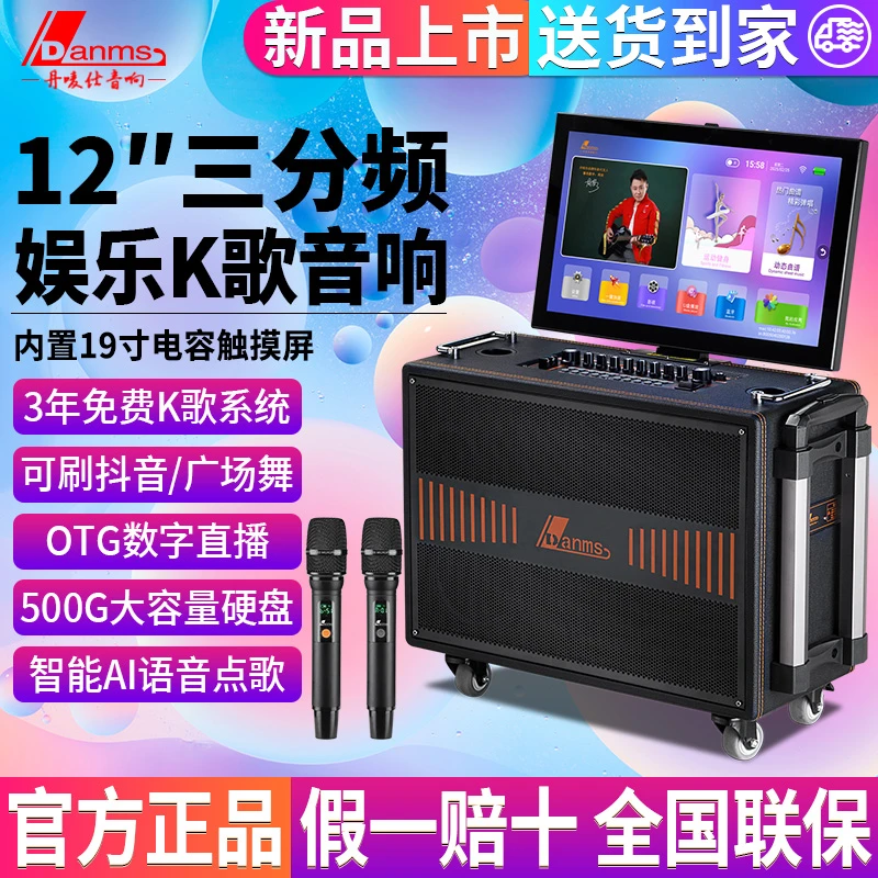 Danms/丹唛仕专业K歌户外直播OTG重低音大屏幕抖音带声卡蓝牙音响