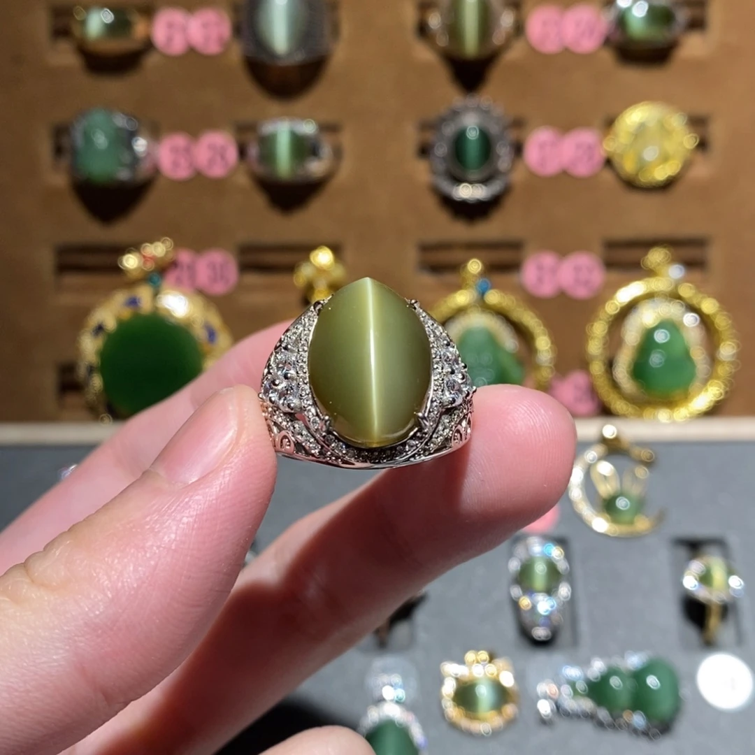 和田玉银S925镶嵌戒指