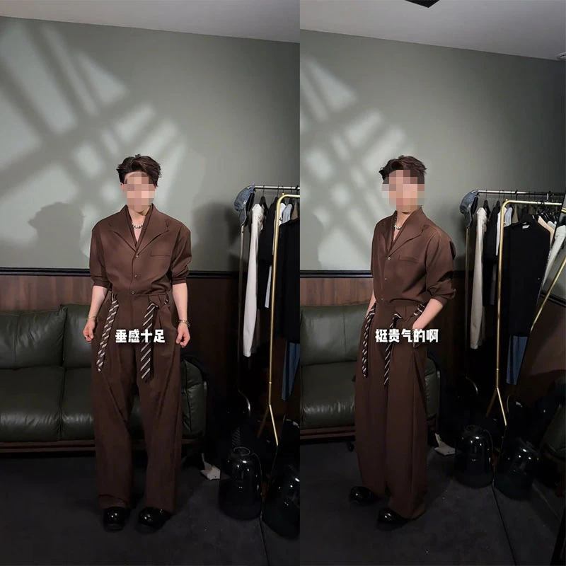 龙刀刀秋季新品原创双领设计感衬衫套装复古高级感休闲衬衣西裤