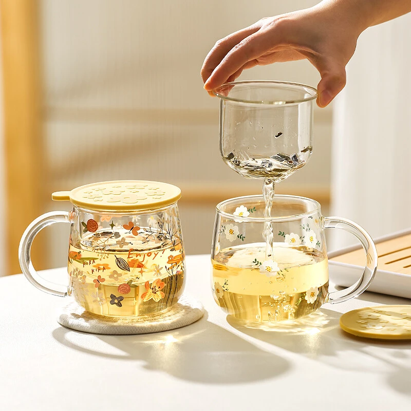 川岛屋高硼硅玻璃泡茶杯茶水分离杯子2025新款办公室水杯女高颜值