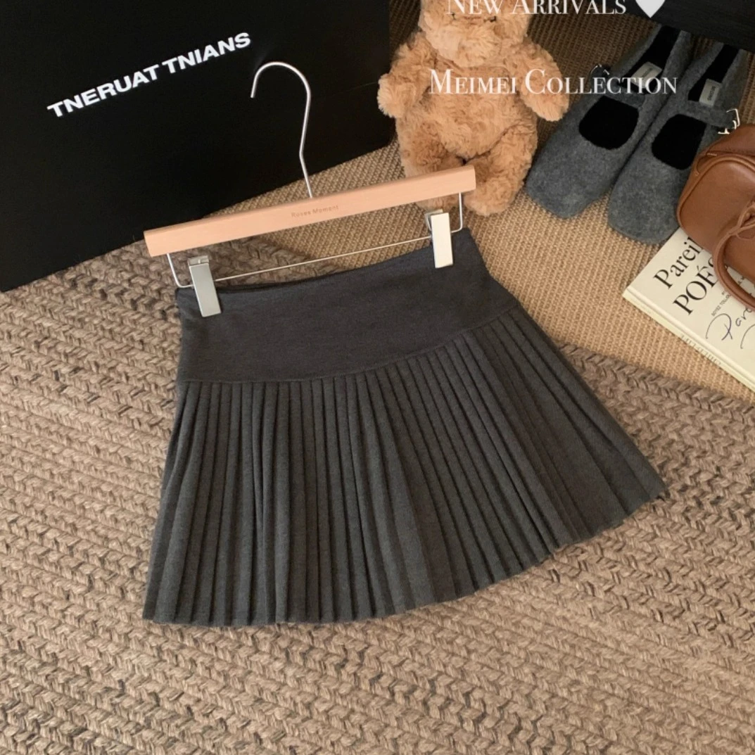 高腰毛呢百褶半身裙女秋冬加厚呢子裙大码胖mm设计感显瘦a字短裙