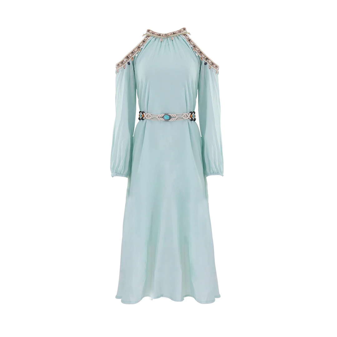 【佛罗伦萨的午后】复古小众长袖连衣裙气质设计感530