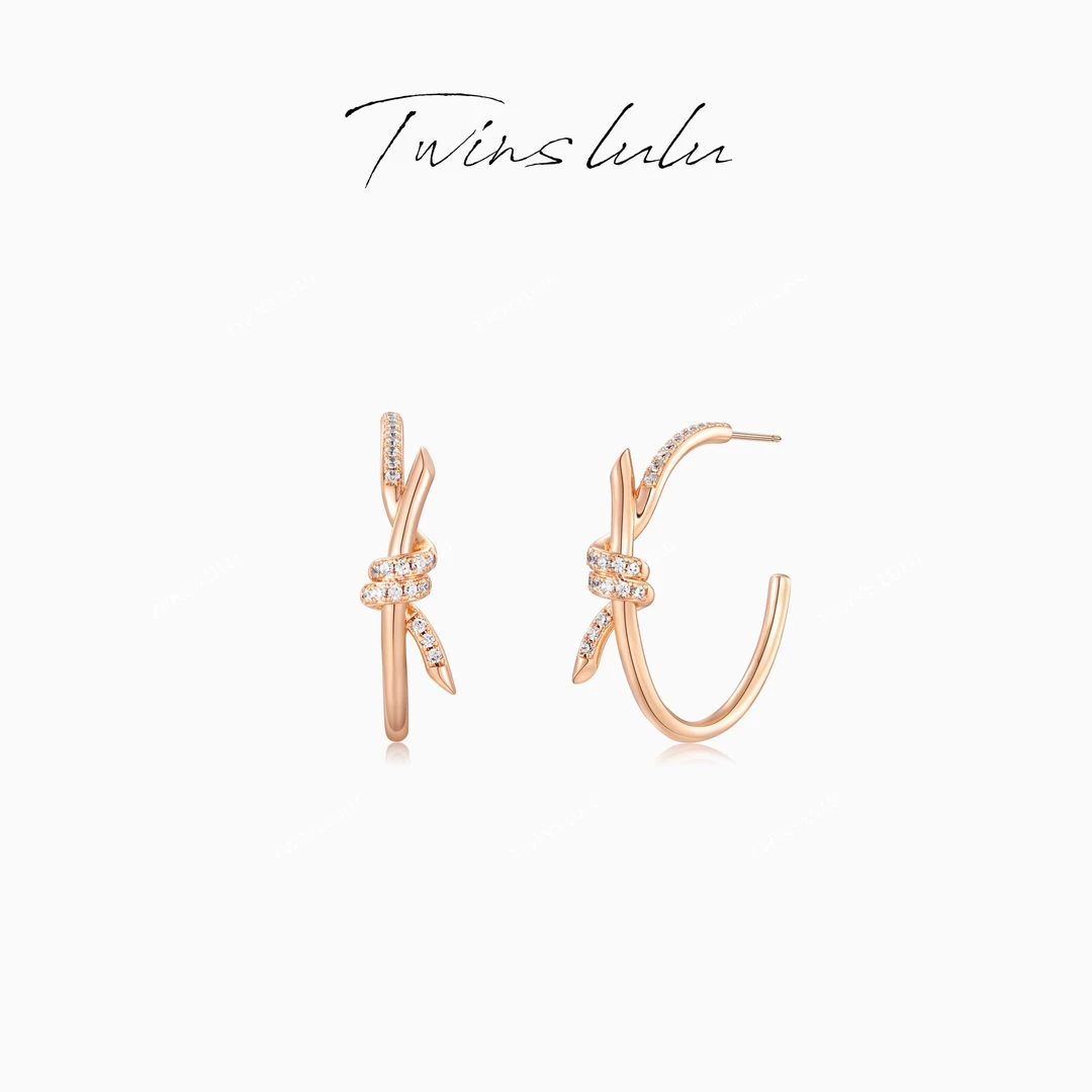 TWINS LULU 镀K金 秋上新礼物送女友首饰绳结圈圈耳环TSL2421