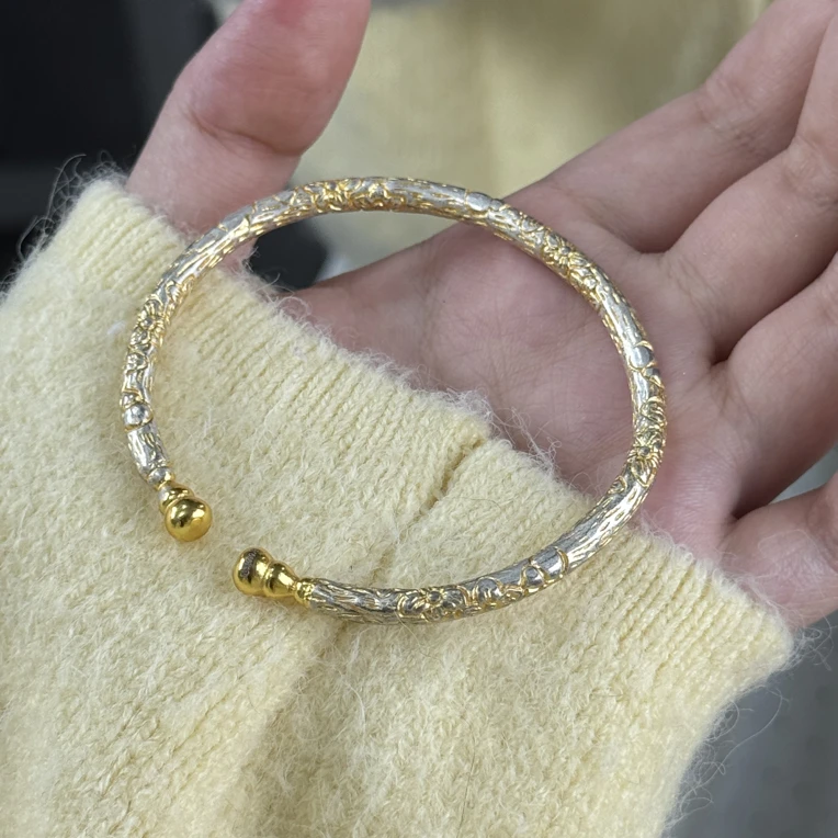 足银手镯  27号【葫芦】足银999磨砂古法手镯20g手链18g描金工艺