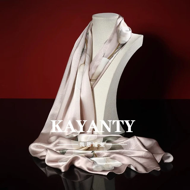 KAYANTY真丝丝巾礼盒送长辈老师妈妈生日礼物桑蚕丝披肩外搭围巾