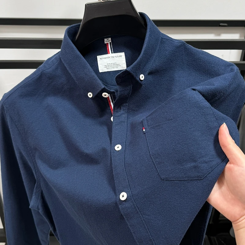 CATIA SELI春季新款男士100%纯棉长袖衬衫牛津纺衬衣休闲商务上衣