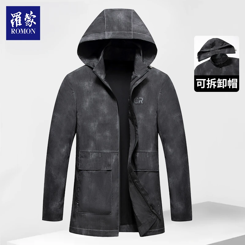 【衣哥专属】罗蒙男装风格多变可脱卸连帽风衣外套FYS11928