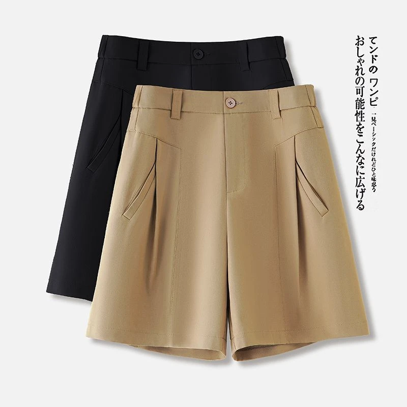 时尚a字阔腿西装短裤女夏季新款外穿薄款宽松显瘦直筒休闲五分裤