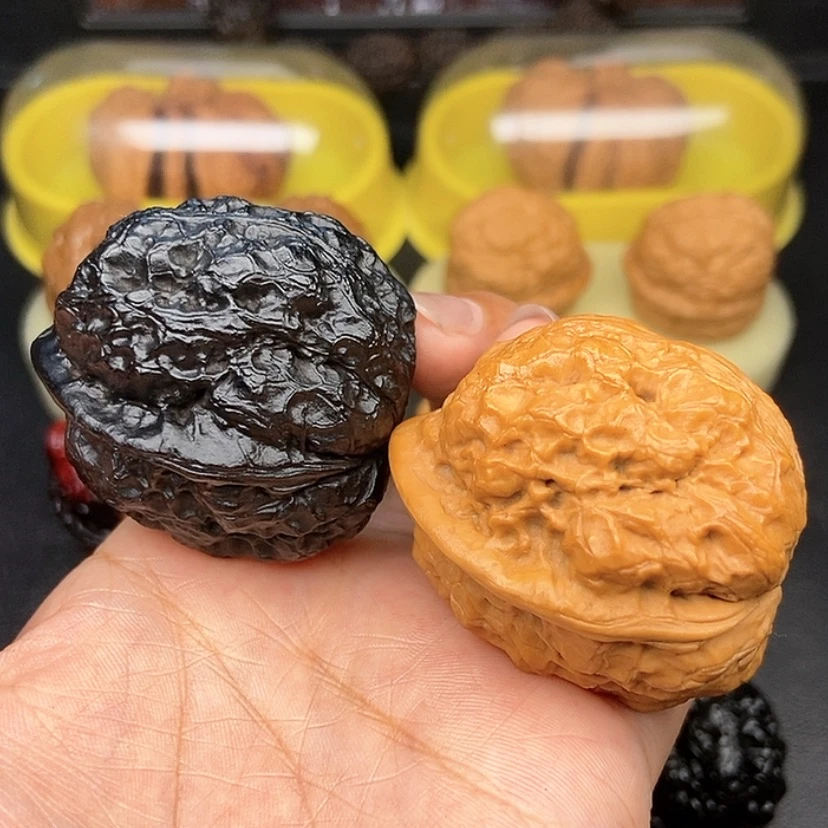 【闪购商品】文玩核桃把件42尺阴阳对金蟾王