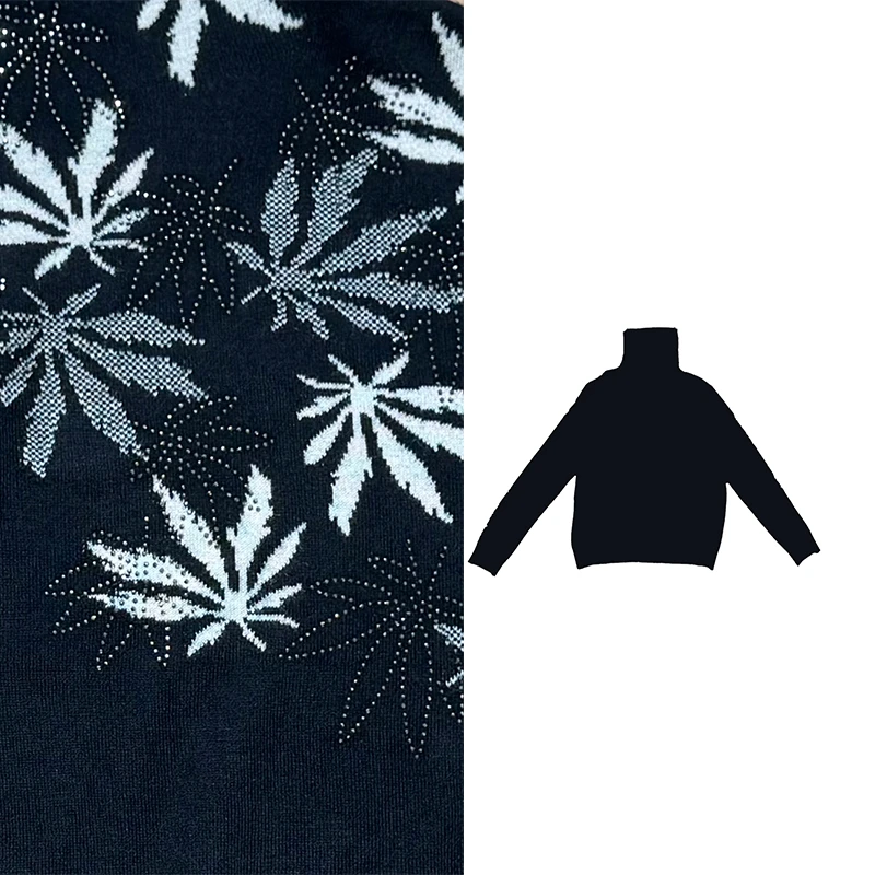 Dan Dan 树叶镶钻印花长袖针织衫女