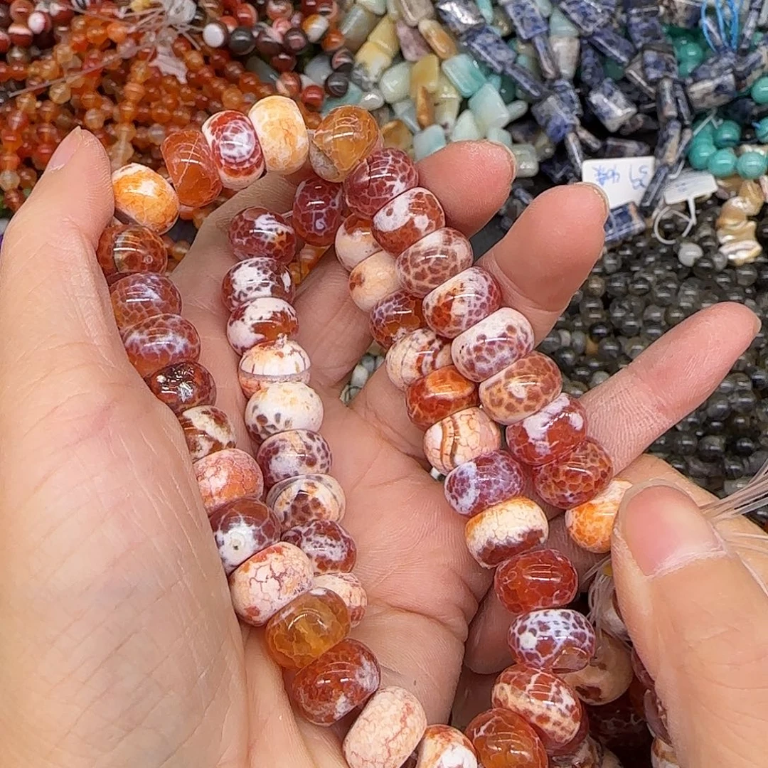 玛瑙/玉髓合金珠宝半成品钙化玛瑙12mm算盘一条