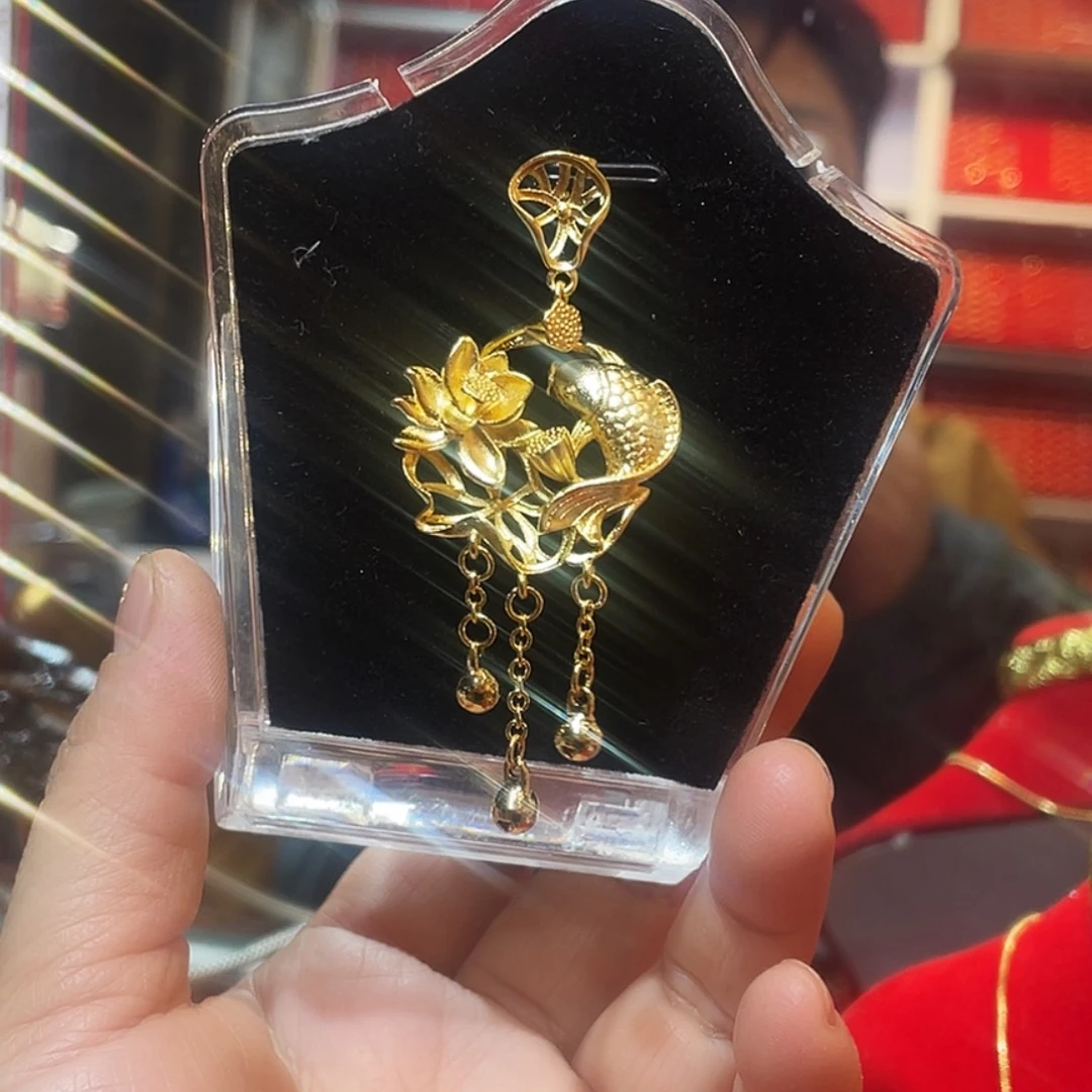 大理石磁石莲花锦鲤坠