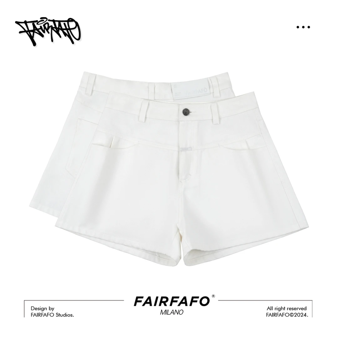 FAIRFAFO林肉肉【简约百搭阔腿短裤】KZJY45213白色显瘦夏季短裤女