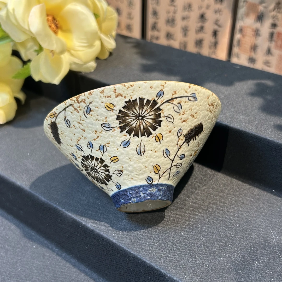 狗尾巴草火石红釉斗笠杯